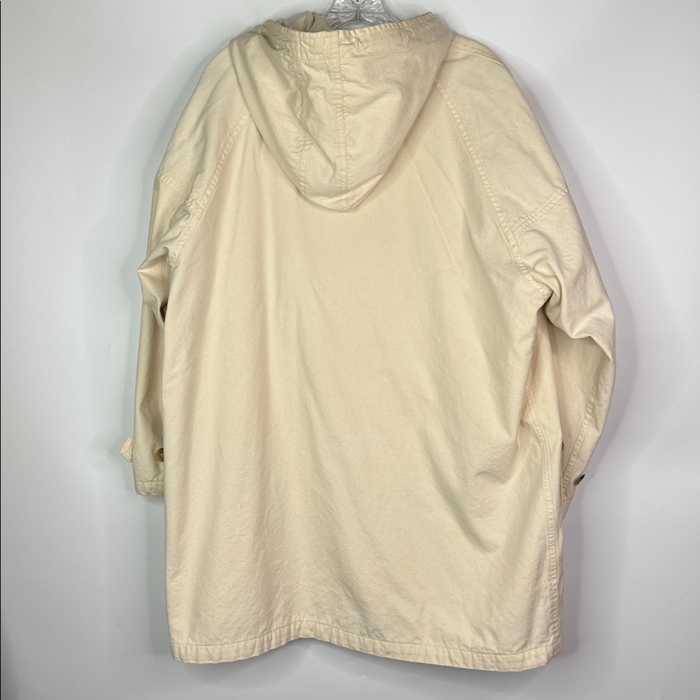Vintage Eddie Bauer Hooded Toggle Beige Cargo Chore Jacket Size Large - Picture 4 of 11